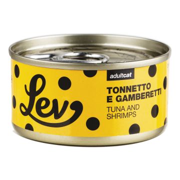 Lev Gatto Lattina In Acqua Di Cottura Adulto Tonnetto & Gamberetti 70 Gr