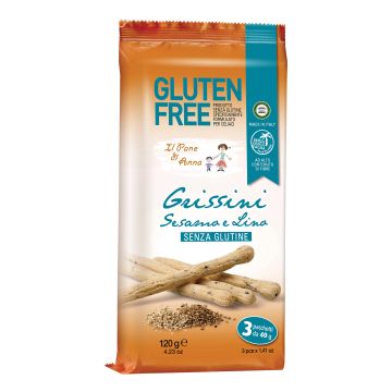 Il pane di anna grissini con sesamo e lino senza latte 3 pezzi x 40 g
