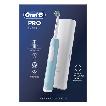 Oral-B PRO Series 1 Spazzolino Elettrico Colore Azzurro + Travel Case