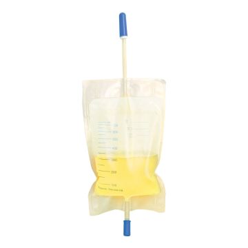 Sacca raccolta urina da gamba da 750 ml con 2 lacci con valvola antireflusso e rubinetto di scarico push pull tubo 35 cm 10 pezzi