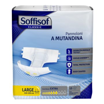 Pannolino mutandina soffisof classic extra l 15 pezzi