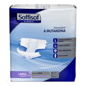 Soffisof classic pannolino mutandina maxi l 15 pezzi