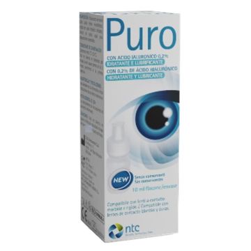 Soluzione sterile per uso oftalmico puro idratante e lubrificante 0,2% acido ialuronico senza conservanti 10 ml