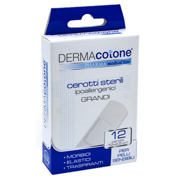 Cerotto sterile ipoallergenico dermacotone grande 7,2x2,5 cm 12 pezzi
