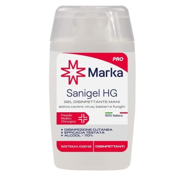 Sistema igiene marka sanigel hg gel disinfettante mani alcool 70% 100 ml