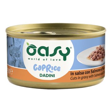 Oasy Gatto Caprice Dadini In Salsa Adulto Salmone & Pollo 85 Gr