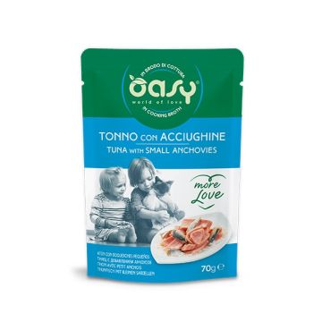 Oasy Gatto More Love In Busta Adulto Tonno & Acciughine 70 Gr