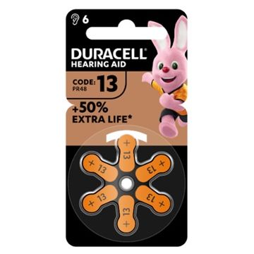 Duracell easy tab 13 arancio batteria per apparecchio acustico 6 pezzi