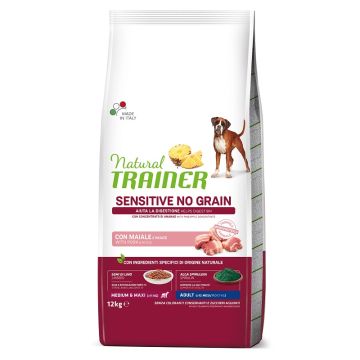 Trainer Cane Natural Sensitive No Grain Adulto Medium&Maxi Maiale 12 Kg