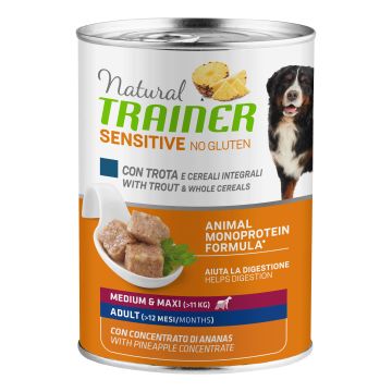 Trainer Cane Natural Sensitive Adulto Medium&Maxi Trota & Cereali 400 Gr