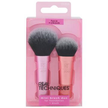 REAL TECHNIQUES - Mini Brush Duo - 2 Mini Pennelli Per Fondotinta E Blush