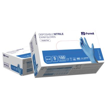 Guanto nitrile blu foreal senza polvere s 100 pezzi