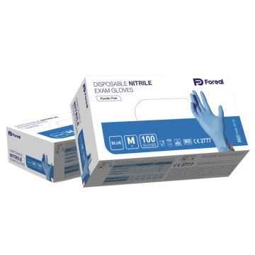 Guanto nitrile blu foreal senza polvere m 100 pezzi