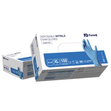 Guanto nitrile blu foreal senza polvere xl 100 pezzi