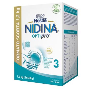 Nidina optipro 3 polvere 2 pezzi da 600 g
