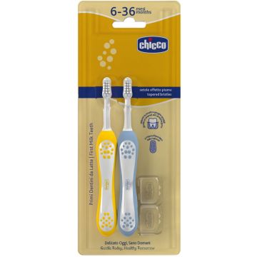 Chicco spazzolino 6-36 mesi+doppio azzurro-giallo