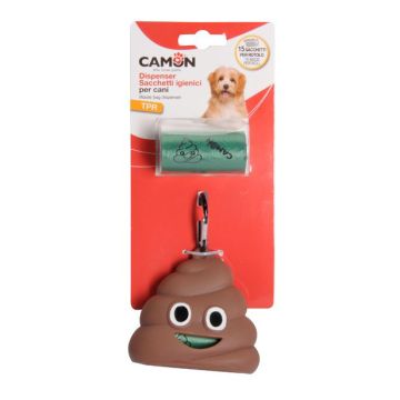 Camon Cane Dispenser Sacchetti Igienici In Tpr "Poo" Con 2 Rotoli (2X15 Pezzi)
