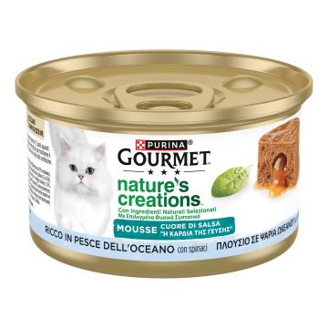 Gourmet nature's creations mousse cuore di salsa pesce dell'oceano e spinaci 85 g