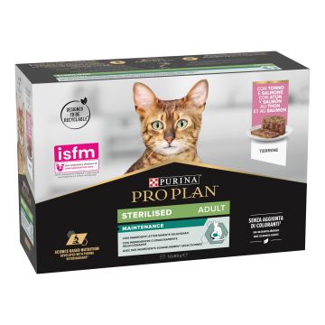 Pro plan mpk sterilised adult salmone e tonno 85 g 12 pezzi
