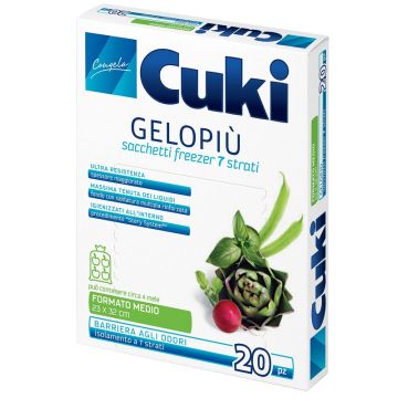 CUKI - Gelopiù Formato Medio - 20 Sacchetti Per Il Freezer 23 X 32 Cm