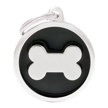 My Family Medaglietta Black Big Circle  Bone