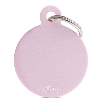 My Family Medaglietta  Big Round Aluminum Pink