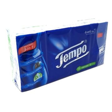 Tempo fazzoletti 4 veli 8 pezzi