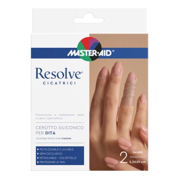Cerotto siliconico dita master-aid resolve 2,5x30cm 2 pezzi Cerotto siliconico dita master-aid resolve 2,5x30cm 2 pezzi