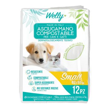 Welly asciugamano compostabile small 12 pezzi
