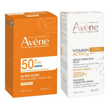 Avene Solari Ultra Fluid Perfezionatore Spf 50+ Protezione Molto Alta Colorata 50ml + Vitamin Activ Cg Siero 10 ml