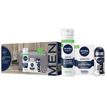 Nivea for men kit sensitive 2024 1 schiuma barba + 1 dopobarba + 1 deodorante