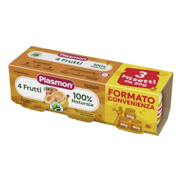 Plasmon omogeneizzato 4 frutti 3 pezzi da 80 g