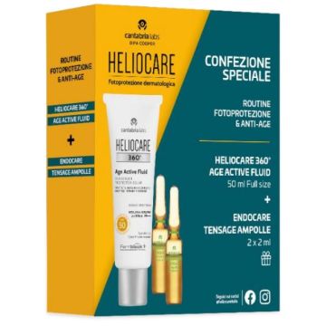 Heliocare 360 age active 50 ml + endocare tensage ampolle 2 fiale da 2 ml campione gratuito