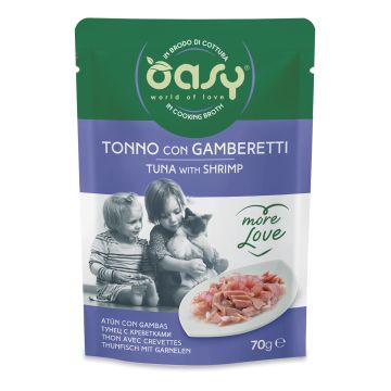 Oasy Gatto More Love In Busta Adulto Tonno & Gamberetti 70 Gr