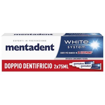 Mentadent white system 2 pezzi da 75 ml