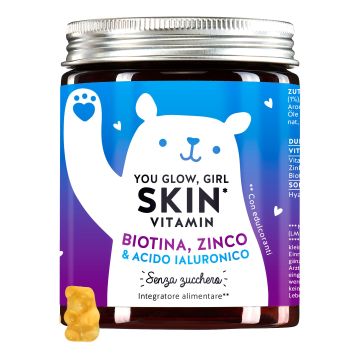 You glow girl skin vitamina biotina zinco & acido ialuronico 45 caramelle gommose senza zucchero gusto mango