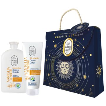 White castle cofanetto vaniglia e zenzero bagno doccia aromatico 400 ml + crema corpo idratante con estratto biologico di zenzero 200 ml