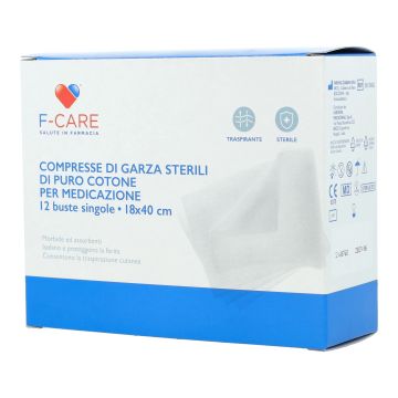 F care garza compressa in cotone 12/8 18x40cm 12 pezzi