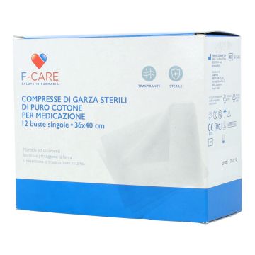 F care garza compressa in cotone 12/8 36x40cm 12 pezzi