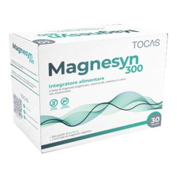 Magnesyn 300 30 bustine 6 g con edulcorante senza glutine senza zucchero Magnesyn 300 30 bustine 6 g con edulcorante senza glutine senza zucchero