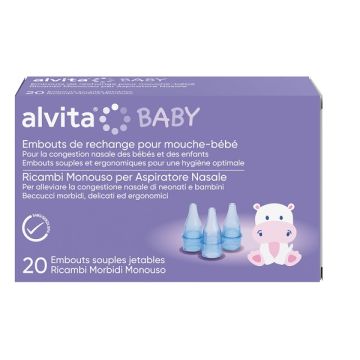 Alvita ricambi morbidi monouso aspiratore nasale 20 pezzi