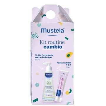 Mustela kit routine cambio 1 fluido detergente senza risciacquo 300 ml + 1 pasta cambio 123 50 ml