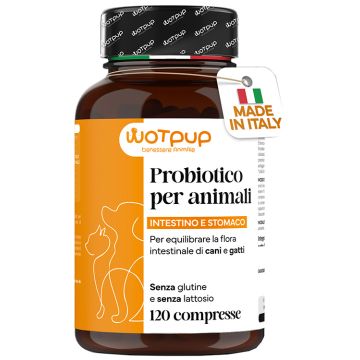 Wotpup probiotici cani gatti 120 compresse senza glutine e lattosio