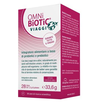 Omni biotic viaggi 28 stick orosolubili da 1,2 g con edulcorante senza glutine senza lattosio