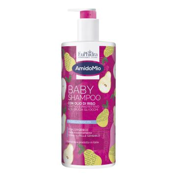 Amidomio baby shampoo con olio di riso lenitivo e protettivo non brucia gli occhi fin dalla nascita ipoallergenico 750 ml