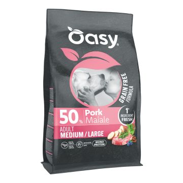 Oasy dry dog grain free adult medium/large maiale 10 kg Oasy dry dog grain free adult medium/large maiale 10 kg