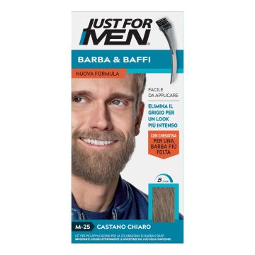 Just for men barba&baffi nuova formula con cheratina m25 kit castano chiaro base colore 14 g + attivatore colore 14 g