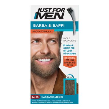 Just for men barba&baffi nuova formula con cheratina m35 kit castano medio base colore 14 g + attivatore colore 14 g