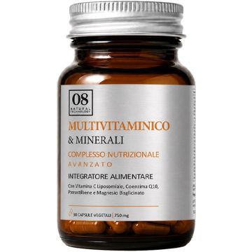 Multivitaminico & minerali 30 capsule vegetali 750 mg senza zuccheri aggiunti e glutine naturalmente privo di lattosio