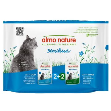 Almo nature functional cat multi pouch sterilised con merluzzo & sterilised con tonno 4 x 70 g Almo nature functional cat multi pouch sterilised con merluzzo & sterilised con tonno 4 x 70 g